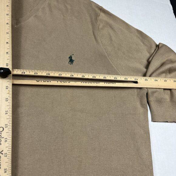 Polo Ralph Lauren Tan Cotton V-Neck Pullover Sweater XXL Preppy Classic Knit - Picture 8 of 10